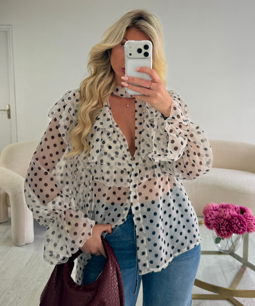Polka-dot muslin shirt