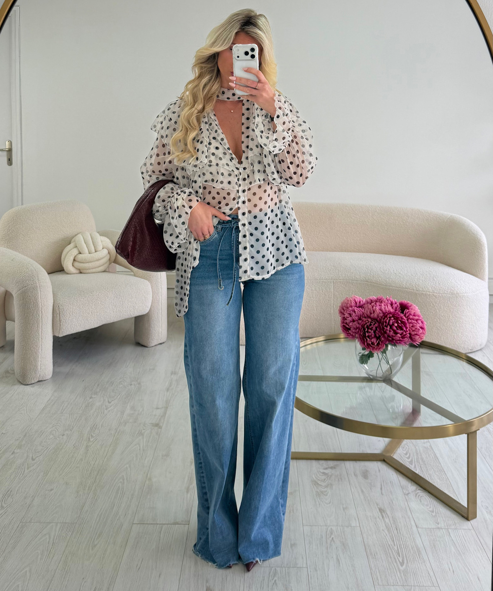 Polka-dot muslin shirt