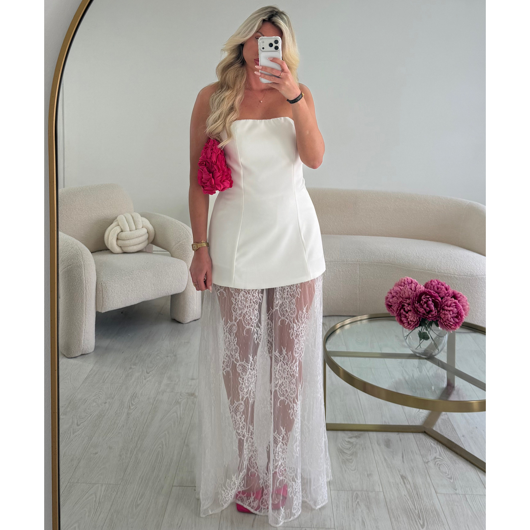 White lace bustier and long skirt set - DRESS DESIREE