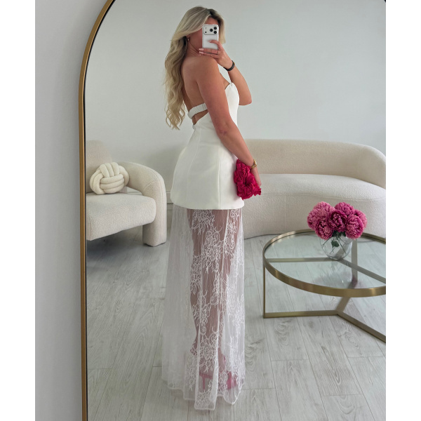 White lace bustier and long skirt set - DRESS DESIREE
