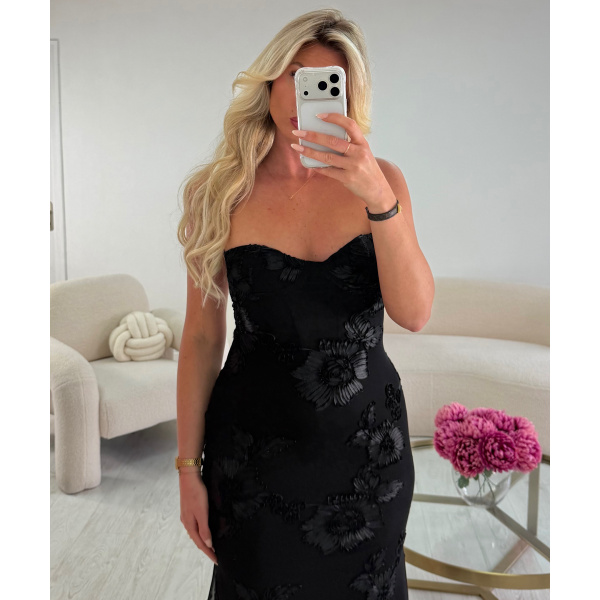Robe sirène fleurs noire - DRESS DESIREE