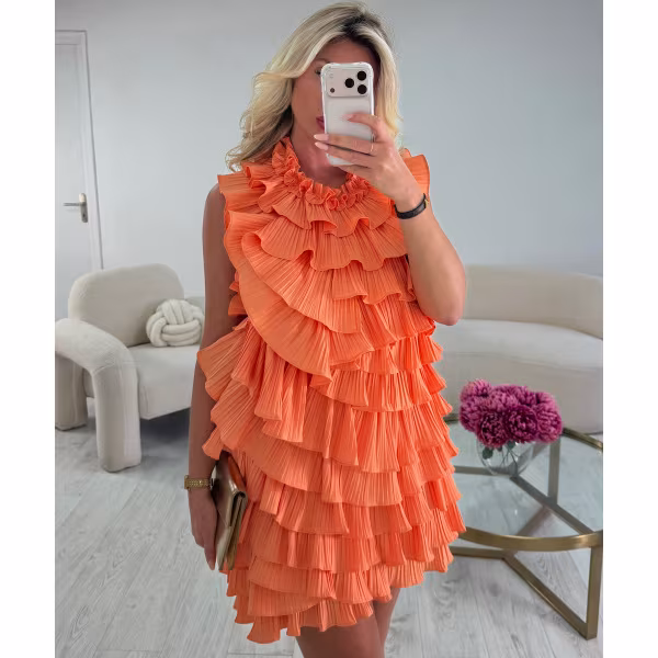 Robe dos nu volant saumon - DRESS DESIREE