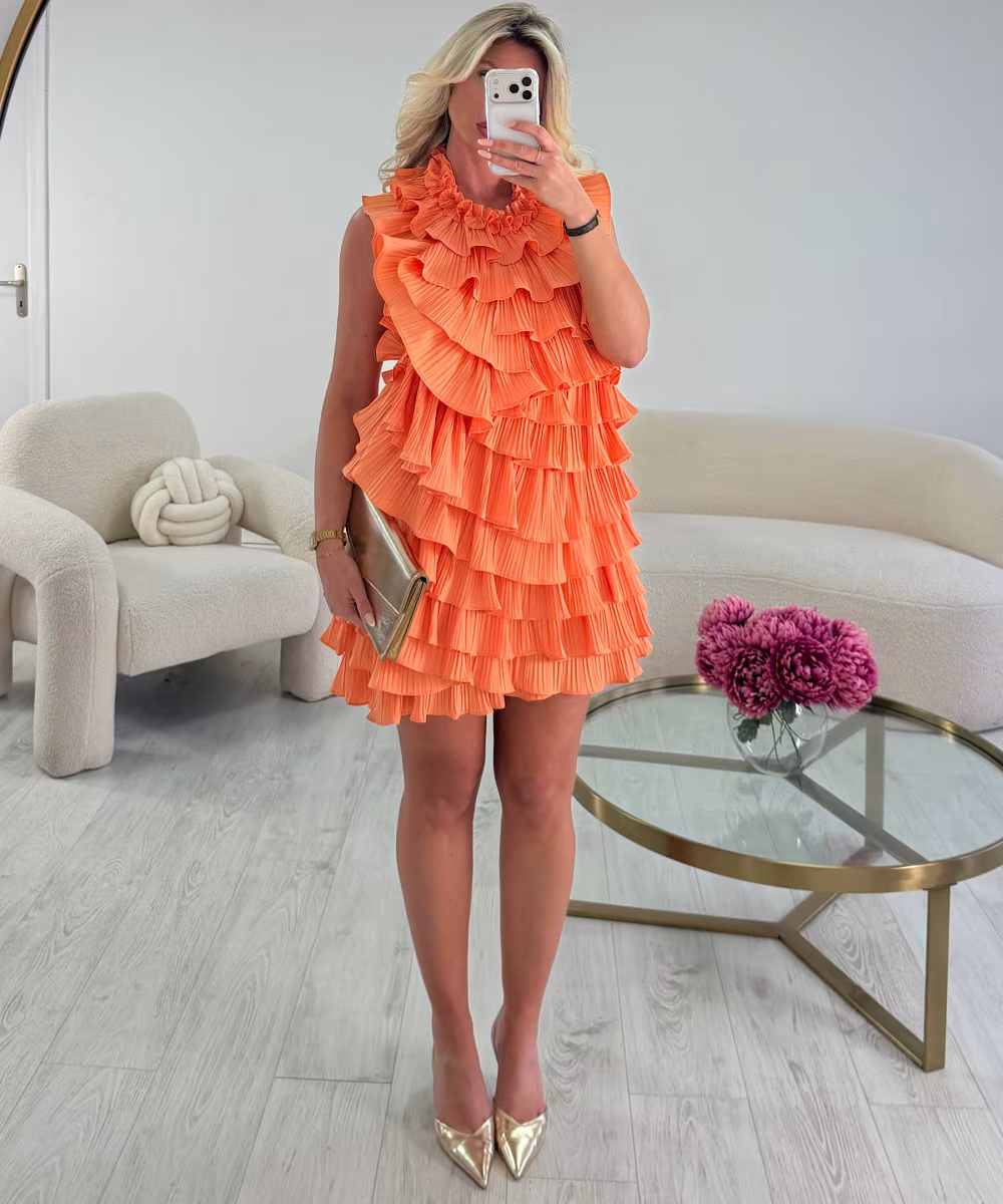 Robe dos nu volant saumon - DRESS DESIREE