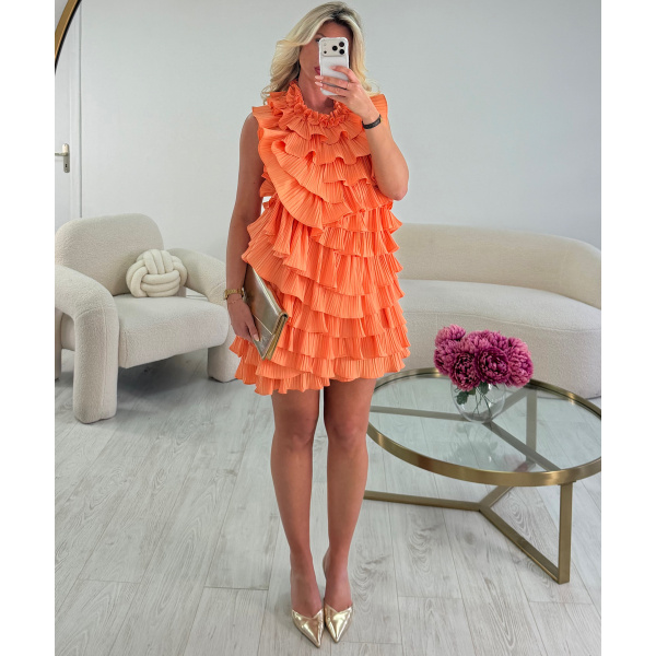 Robe dos nu volant saumon - DRESS DESIREE
