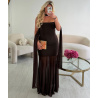 Robe longue col bustier tulle choco - DRESS DESIREE