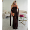 Robe longue col bustier tulle choco - DRESS DESIREE