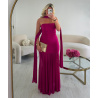 Long fuchsia tulle strapless dress - DRESS DESIREE