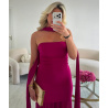 Long fuchsia tulle strapless dress - DRESS DESIREE