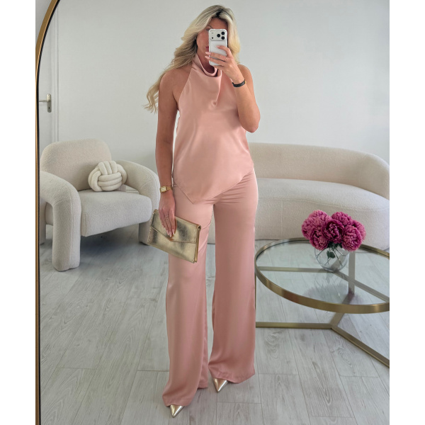Ensemble rose dos nu satin - DRESS DESIREE