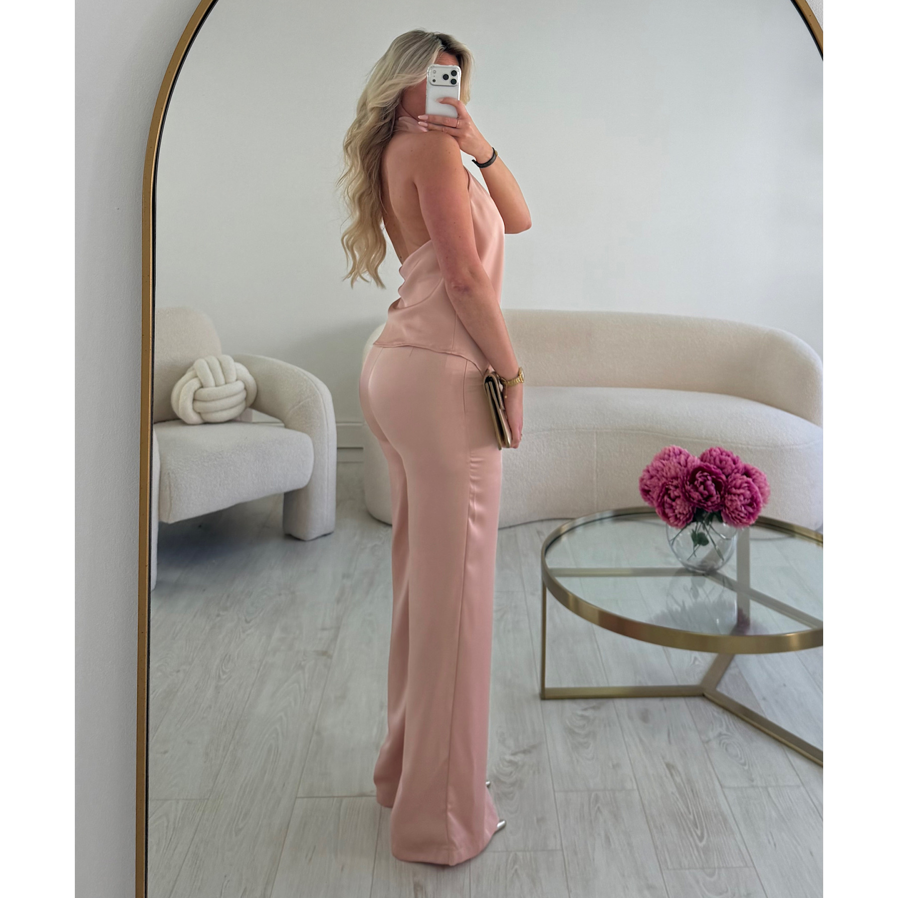 Ensemble rose dos nu satin - DRESS DESIREE