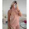 Old pink satin backless set