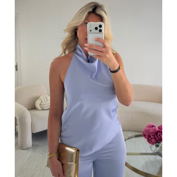 Parm-coloured satin backless set