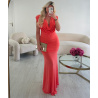 Robe longue drapée corail - DRESS DESIREE