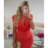 Robe longue drapée corail - DRESS DESIREE