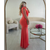 Coral draped maxi dress - DRESS DESIREE