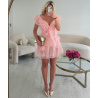Robe mesh fleurs rose poudrée - DRESS DESIREE