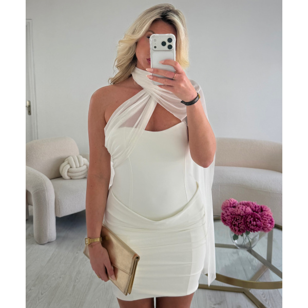 Robe col bustier drapé blanche - DRESS DESIREE