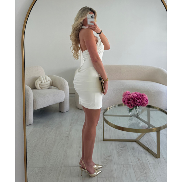 Robe col bustier drapé blanche - DRESS DESIREE