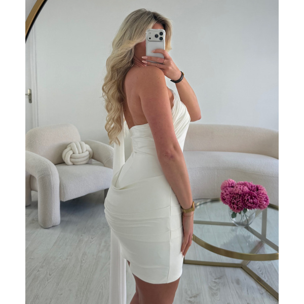 Robe col bustier drapé blanche - DRESS DESIREE