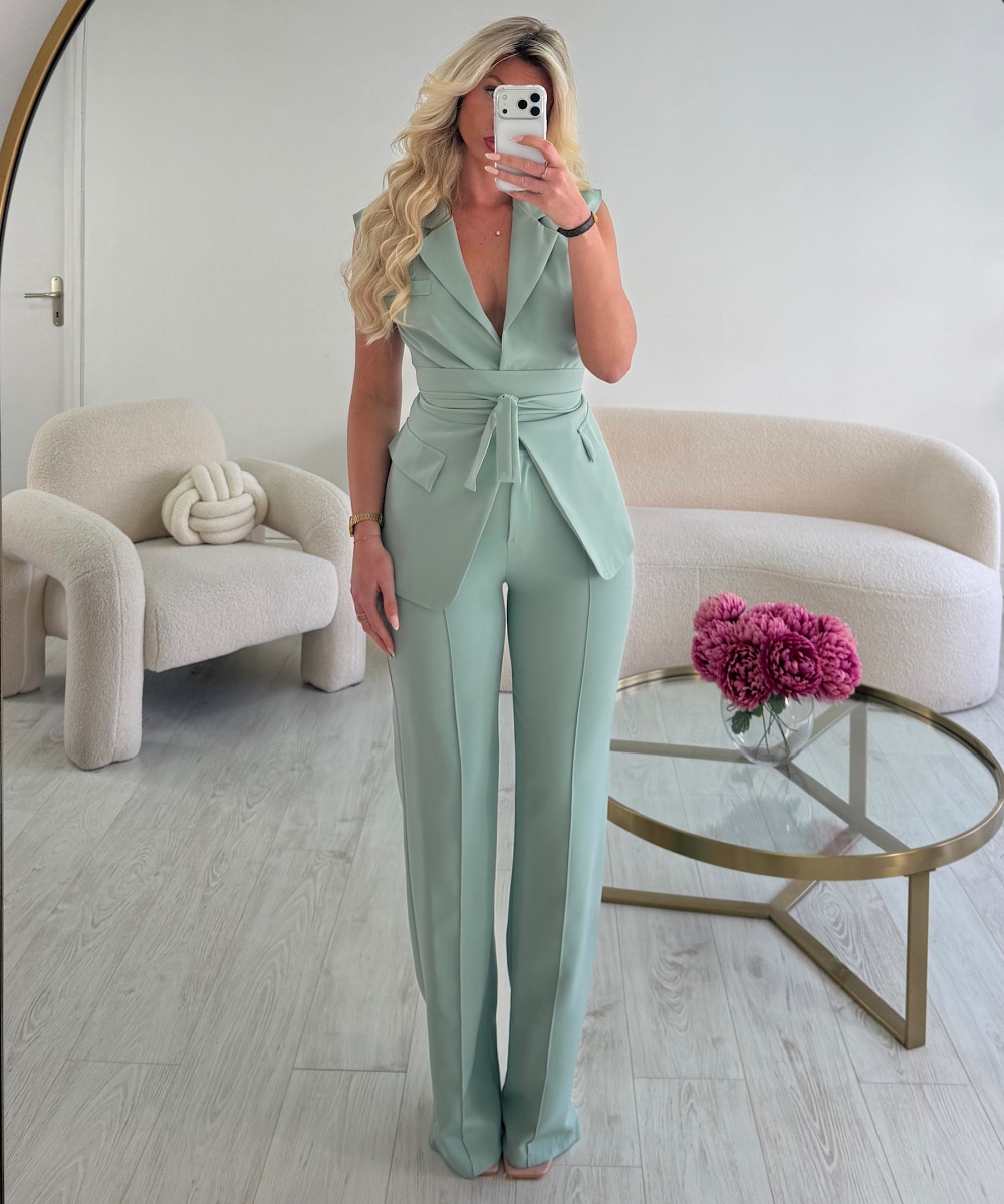 Pantalon couture taille vert d'eau - DRESS DESIREE