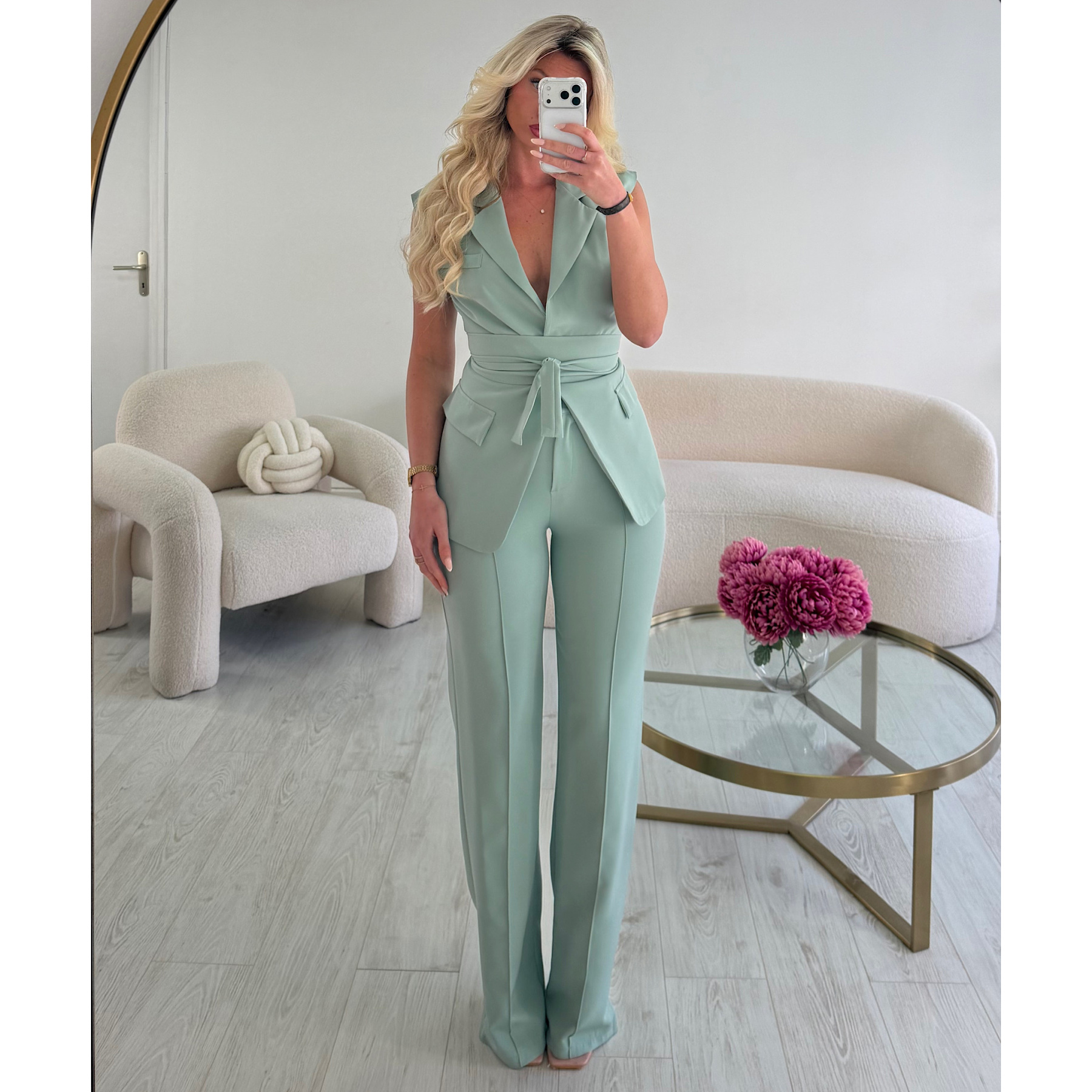 Pantalon couture taille vert d'eau - DRESS DESIREE