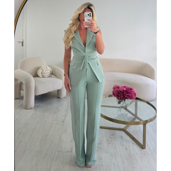 Pantalon couture taille vert d'eau - DRESS DESIREE