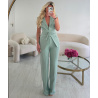 High-waisted heather green couture pants