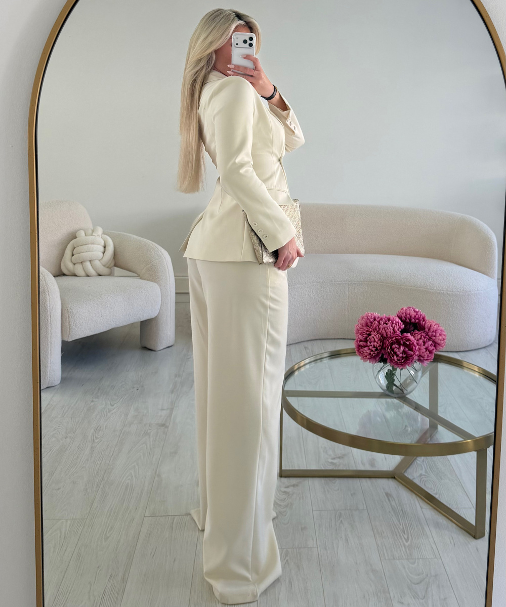 Extra-tall wide-leg cream trousers