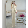 Extra long cream wide-leg trousers - DRESS DESIREE