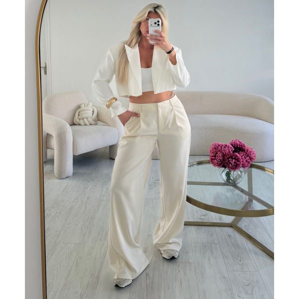 Pantalon large crème  - DRESS DESIREE