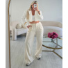 Extra long cream wide-leg trousers - DRESS DESIREE