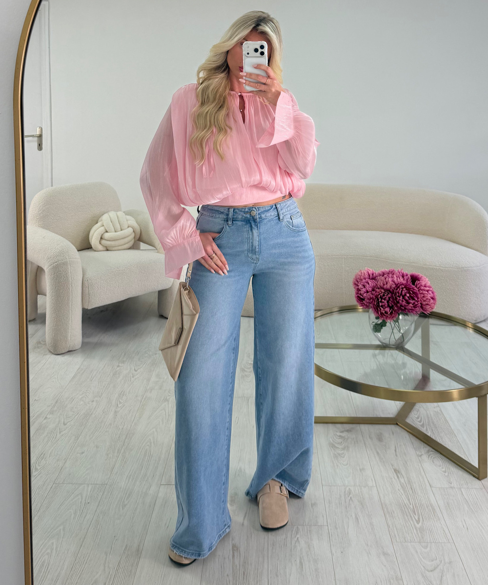 Jeans standard wide leg bleu clair - DRESS DESIREE