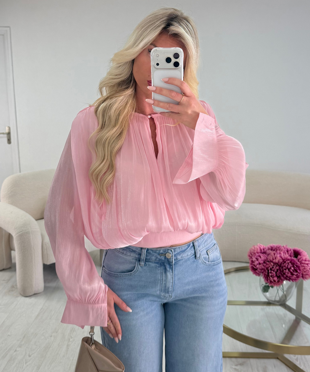 Shiny pink iridescent blouse