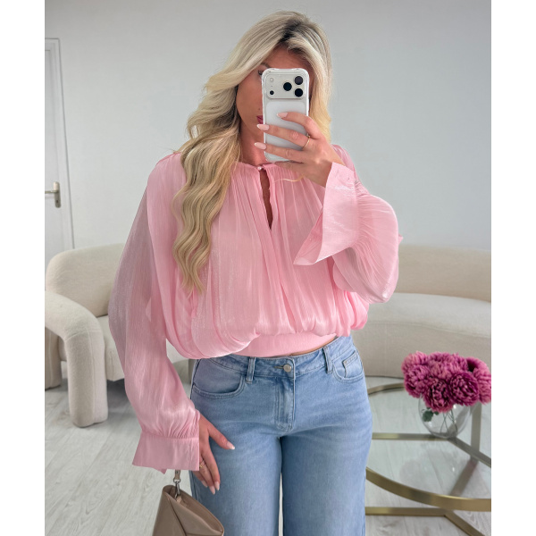 Shiny pink iridescent blouse - DRESS DESIREE