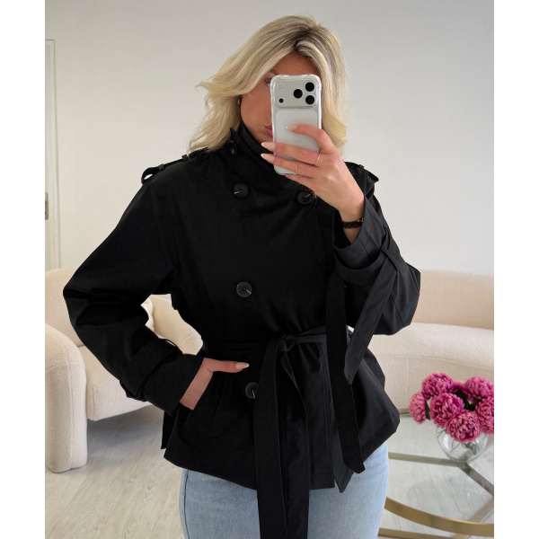 Trench col montant cintré noir - DRESS DESIREE
