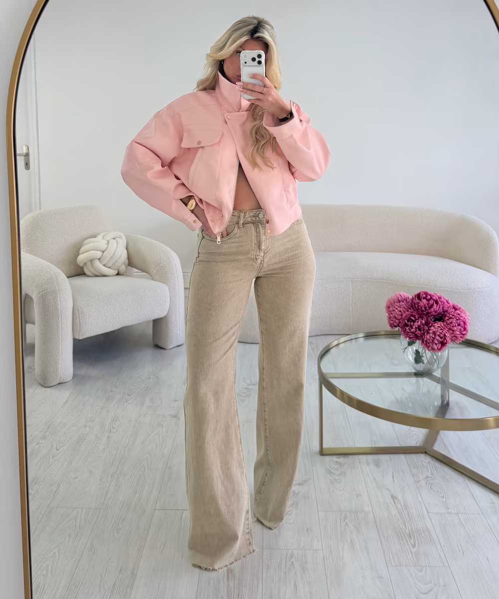 Bomber simili courte col montant rose pastel - DRESS DESIREE