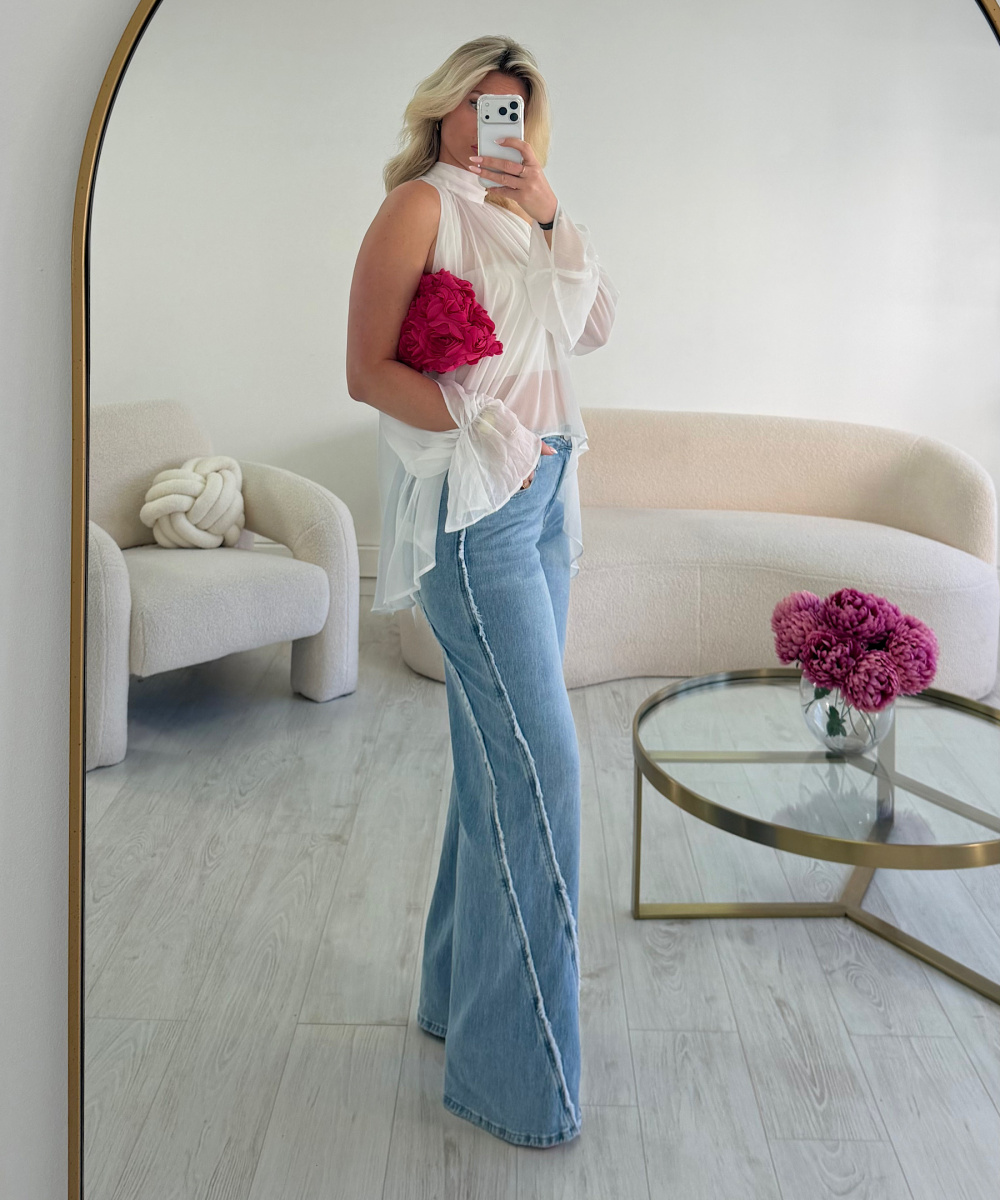 Blue double-stitched jeans