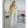 Yellow chiffon blouse with slits - DRESS DESIREE