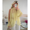 Yellow chiffon blouse with slits - DRESS DESIREE