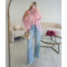 Pink chiffon blouse with slits - DRESS DESIREE