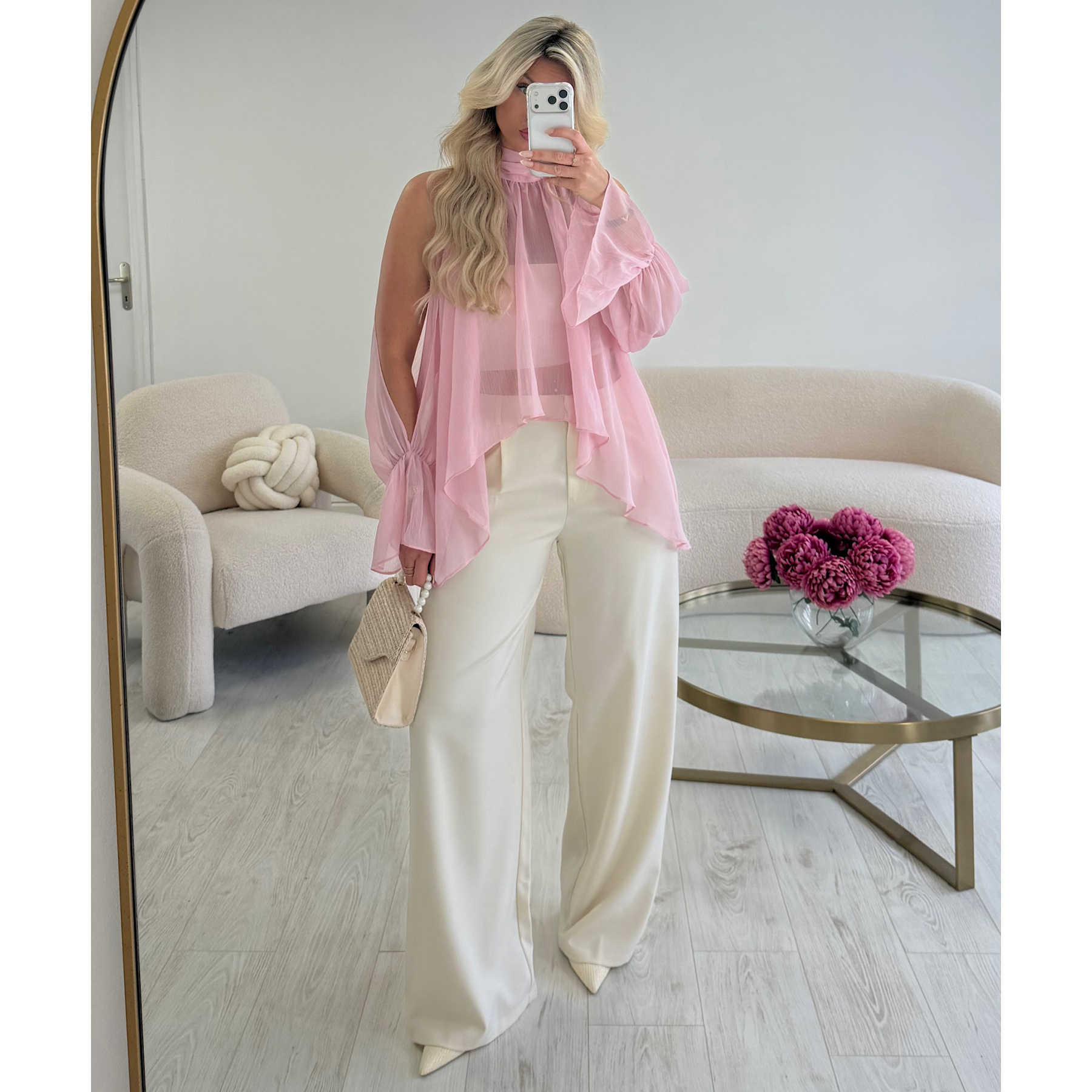 Blouse mousseline marches fendues rose - DRESS DESIREE