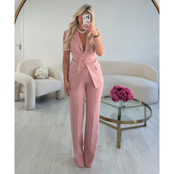 Pantalon couture taille old pink DRESS DESIREE