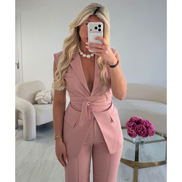Blazer cintré old pink sans manches- DRESS DESIREE