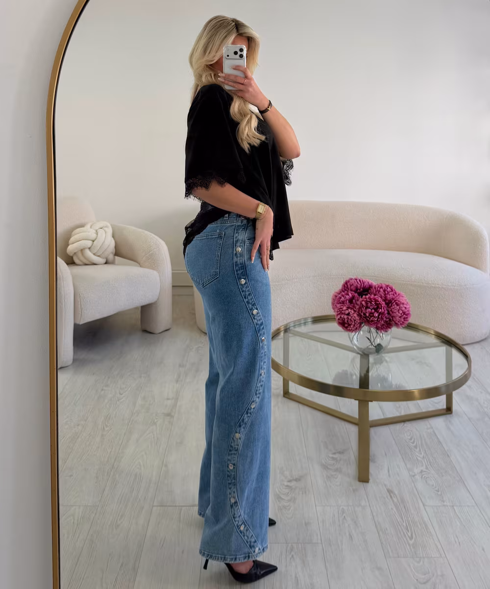 Jeans standard zig zag clouté