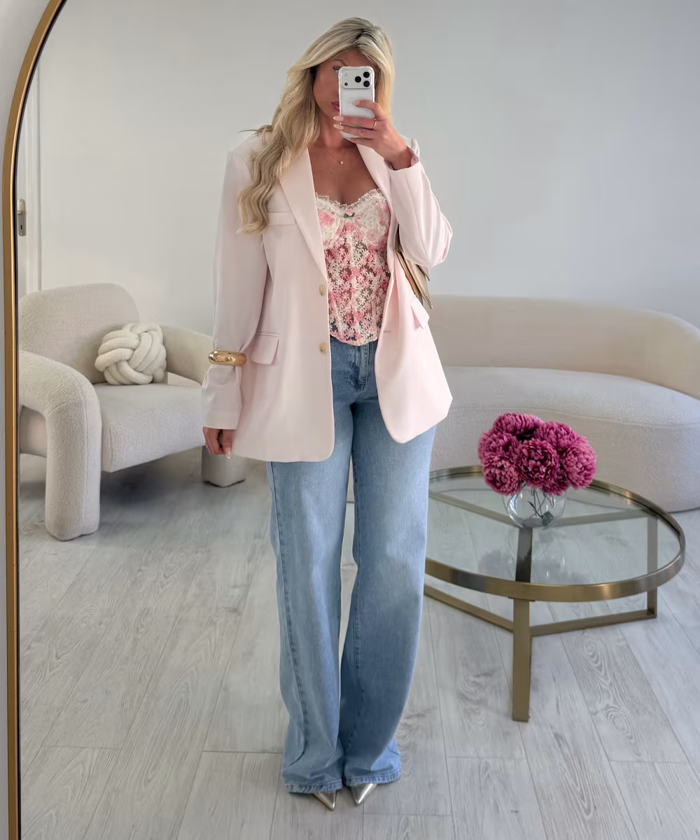 Blazer oversize dos échancré rose pastel - DRESS DESIREE