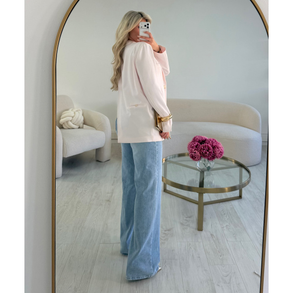 Pink oversized blazer with low-cut back - DRESS DESIREE