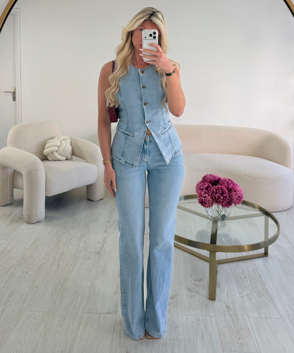 Jeans flare extra long bleu clair - DRESS DESIREE