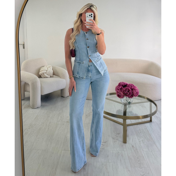 Jeans flare extra long bleu clair - DRESS DESIREE