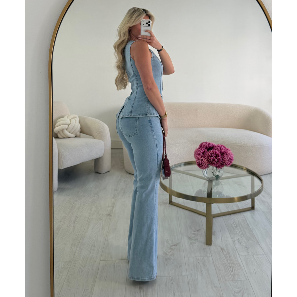 Extra-long light blue flare jeans- DRESS DESIREE