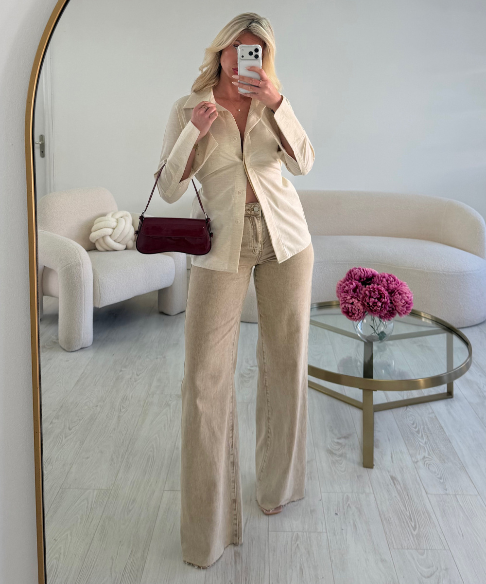 Jeans extra long taupe chiné - DRESS DESIREE